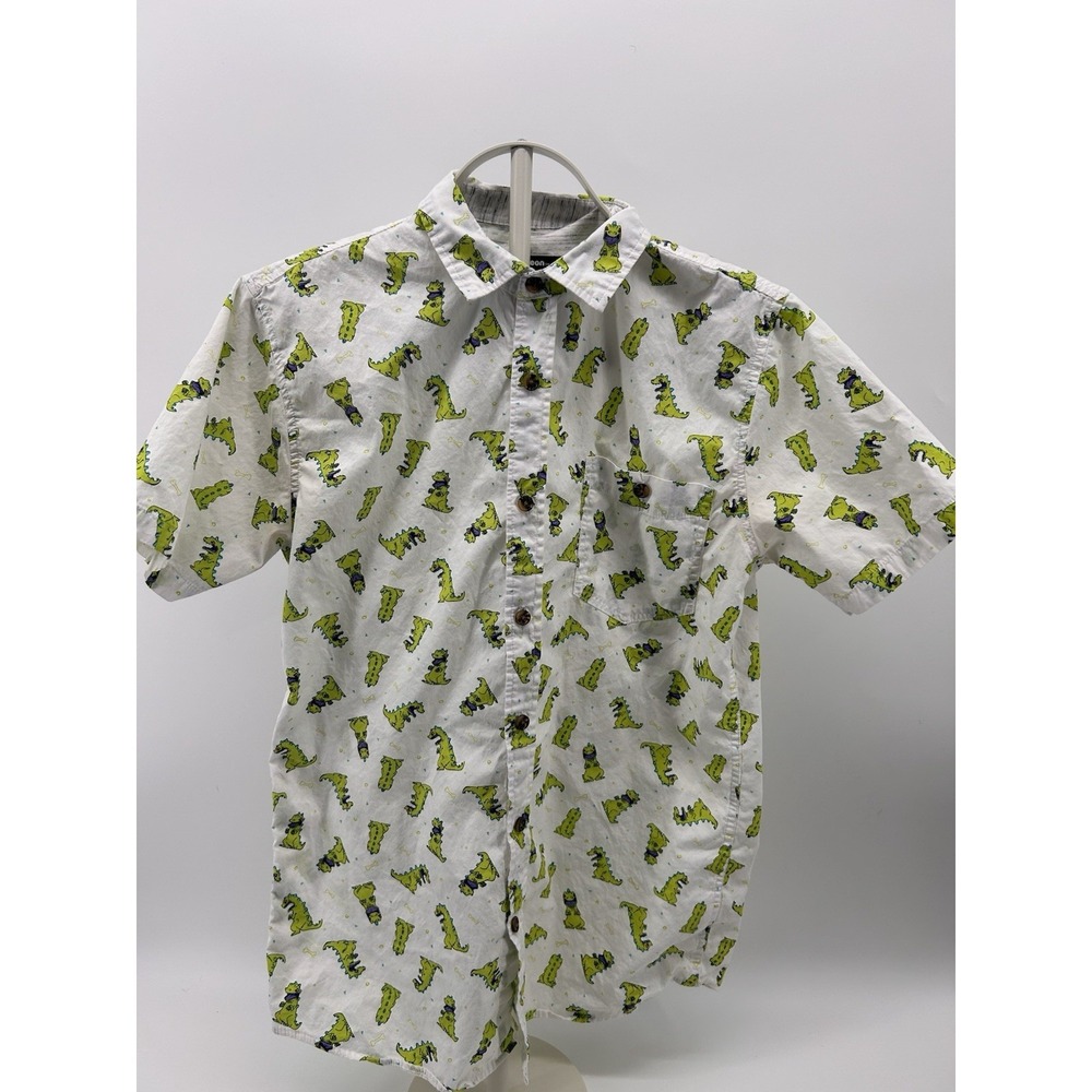 Nickelodeon‎ Rugrats Dinosaur Reptar All Over Print Mens Shirt Small Button Up